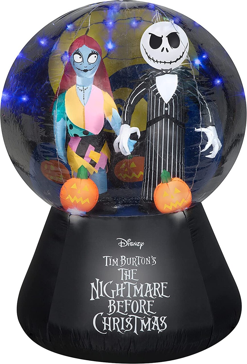 5.5' Gemmy Airblown Inflatable Nightmare Before Christmas Jack and Sally Halloween Globe 224300